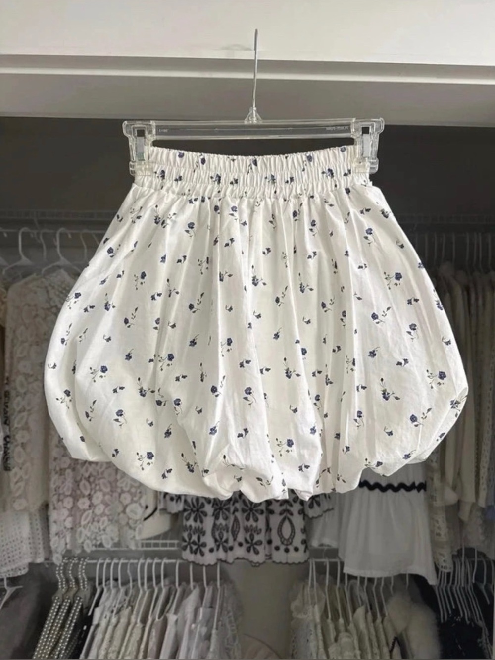 ASOS PETITE White Floral Elastic Waist Mini Bbbble Hem Skirt 00 XXS